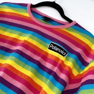 Rainbow stripped Polaroid crop top shirt